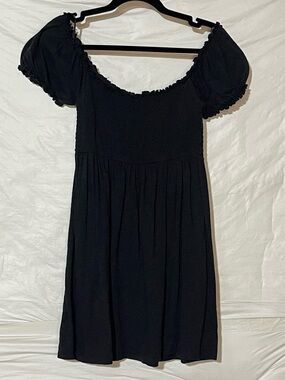 Forever 21 Black Puff Sleeve Mini Dress